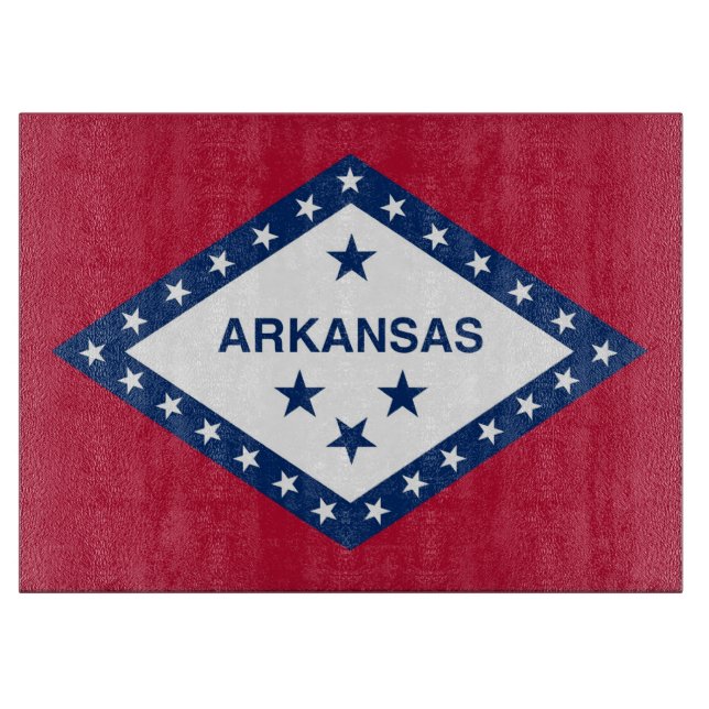 Glass cutting board with Flag of Arkansas State (Front)