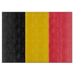 Glass cutting board with Flag of Belgium