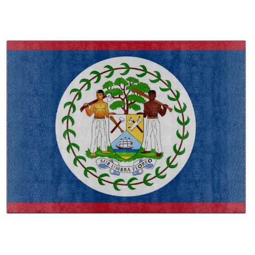 Glass cutting board with Flag of Belize