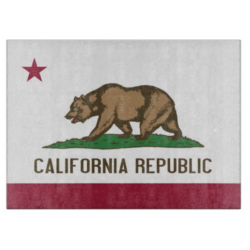 Glass cutting board with Flag of California State