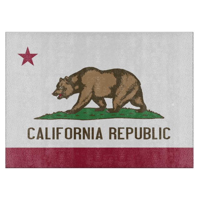 Glass cutting board with Flag of California State (Front)