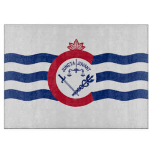 Glass cutting board with Flag of Cincinnati City