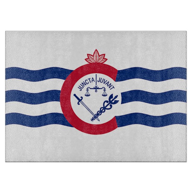 Glass cutting board with Flag of Cincinnati City (Front)