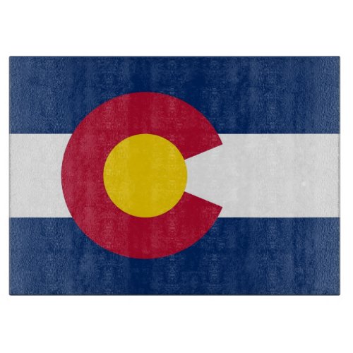 Glass cutting board with Flag of Colorado State