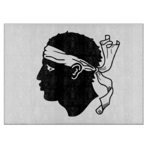 Glass cutting board with Flag of Corsica, France
