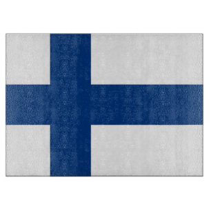 Glass cutting board with Flag of Finland
