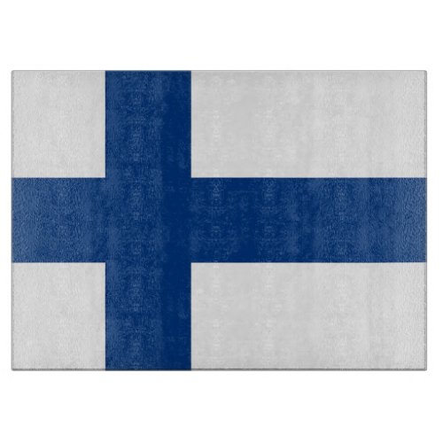 Glass cutting board with Flag of Finland