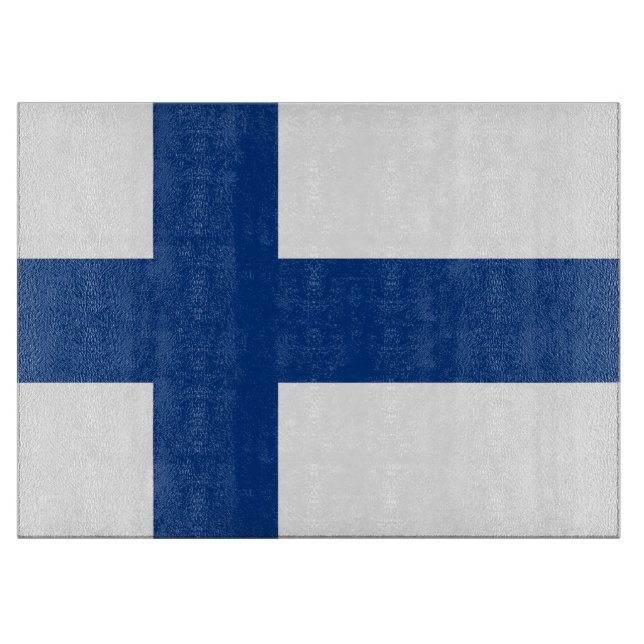 Glass cutting board with Flag of Finland (Front)