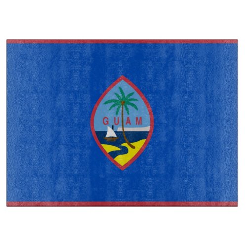 Glass cutting board with Flag of Guam USA