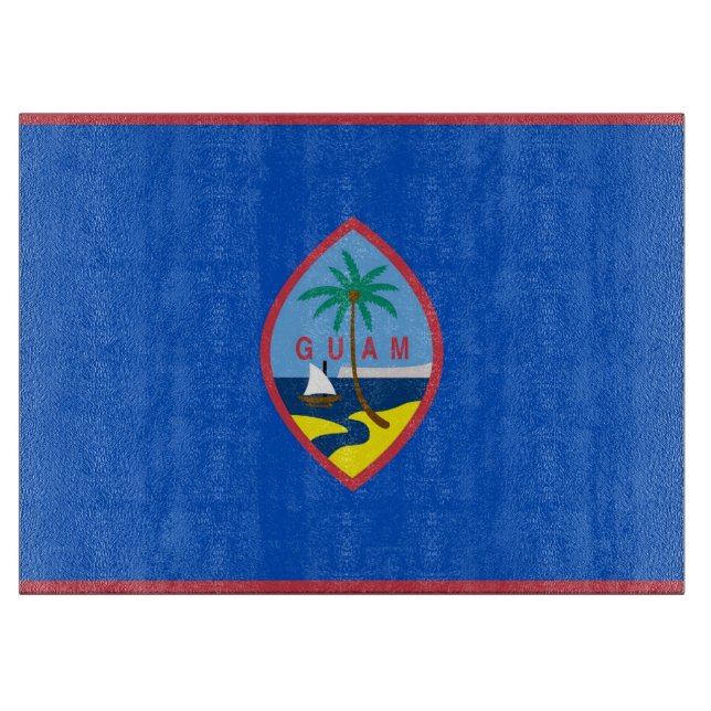Glass cutting board with Flag of Guam, USA (Front)