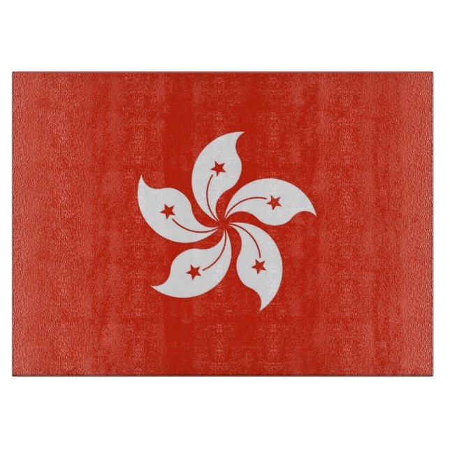 Glass cutting board with Flag of Hong Kong (Front)