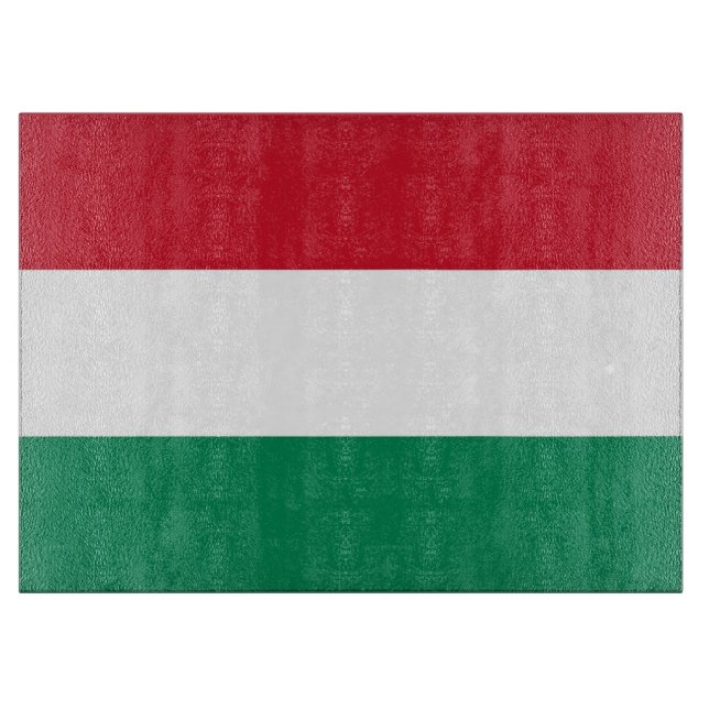 Glass cutting board with Flag of Hungary (Front)