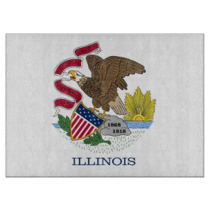 Glass cutting board with Flag of Illinois, USA