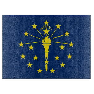 Glass cutting board with Flag of Indiana, USA