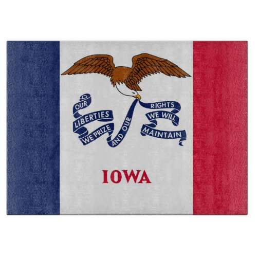 Glass cutting board with Flag of Iowa USA