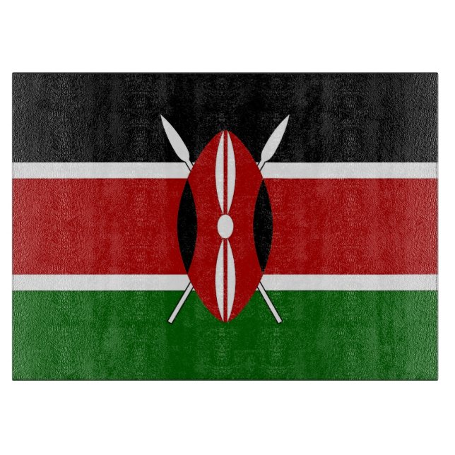 Glass cutting board with Flag of Kenya (Front)