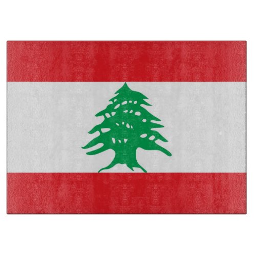 Glass cutting board with Flag of Lebanon