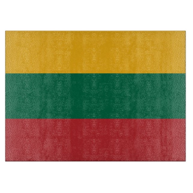 Glass cutting board with Flag of Lithuania (Front)