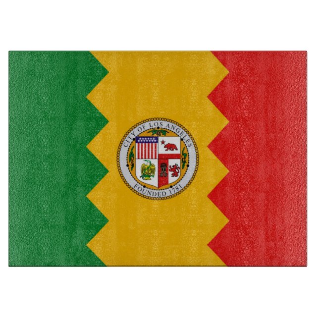 Glass cutting board with Flag of Los Angeles, USA (Front)