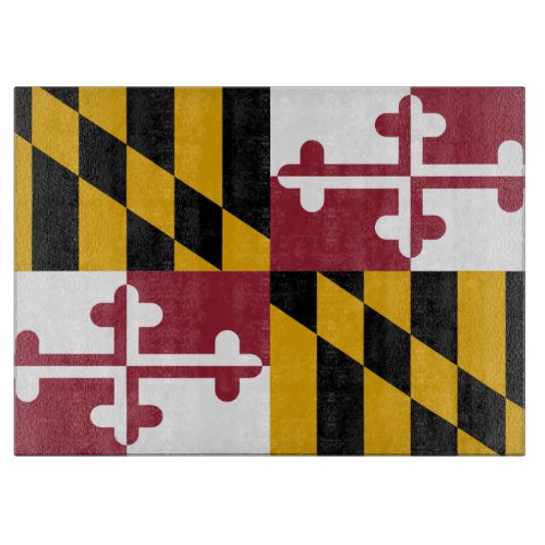 Glass cutting board with Flag of Maryland USA