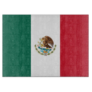 Glass cutting board with Flag of Mexico