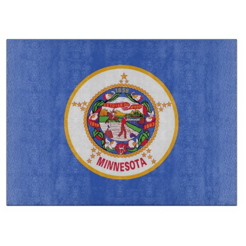 Glass cutting board with Flag of Minnesota USA