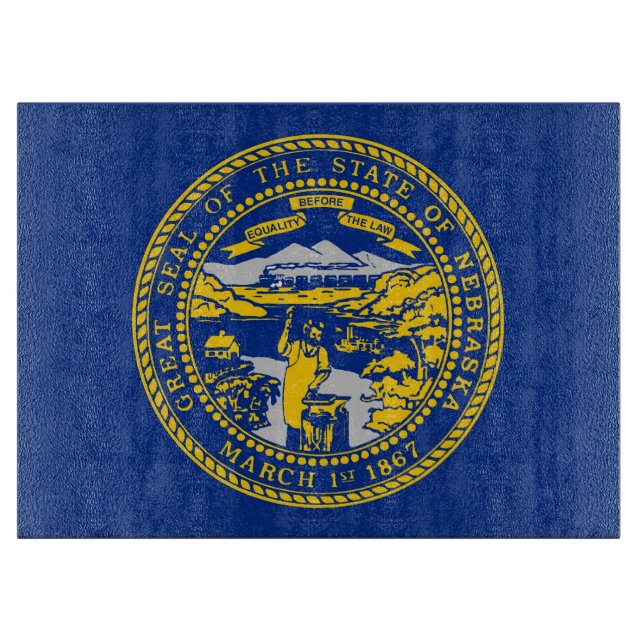Glass cutting board with Flag of Nebraska USA (Front)
