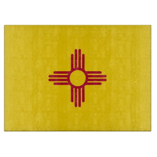 Glass cutting board with Flag of New Mexico USA