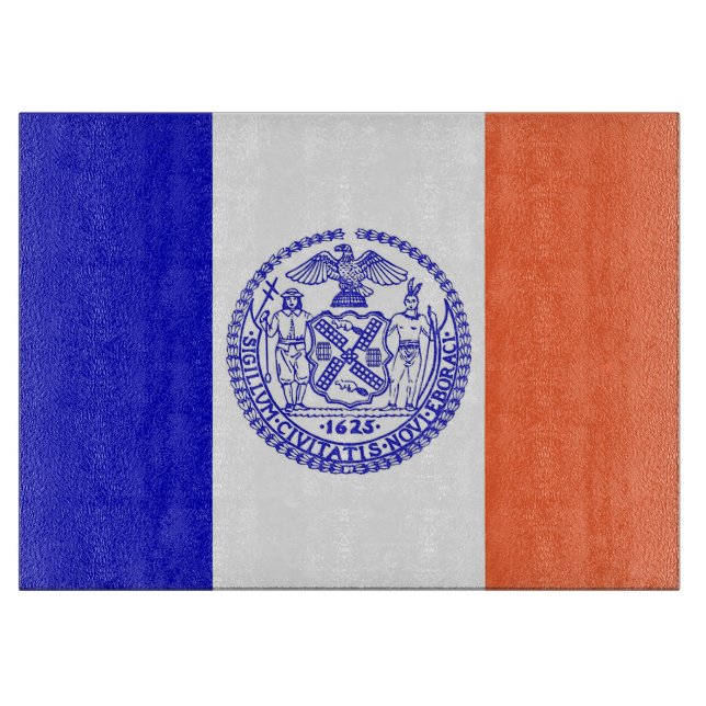Glass cutting board with Flag of New York City USA (Front)
