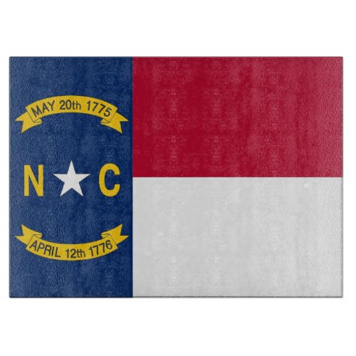 Glass cutting board with Flag of North Carolina