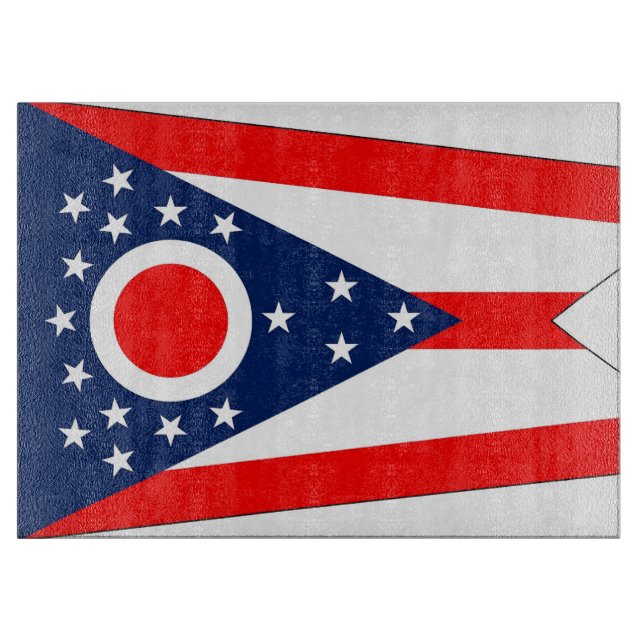 Glass cutting board with Flag of Ohio, USA (Front)