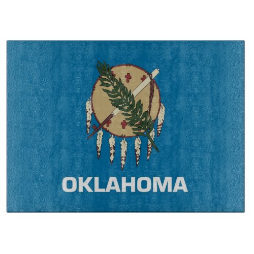 Glass cutting board with Flag of Oklahoma USA