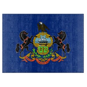 Glass cutting board with Flag of Pennsylvania, USA