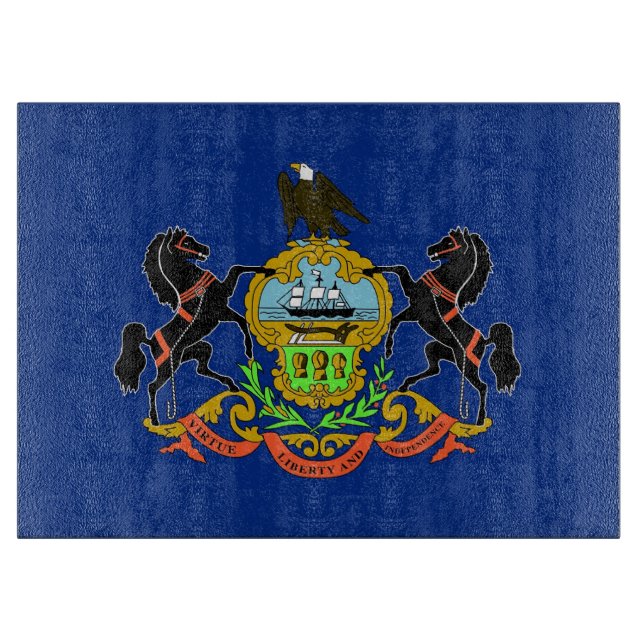 Glass cutting board with Flag of Pennsylvania, USA (Front)
