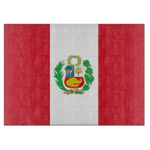 Glass cutting board with Flag of Peru