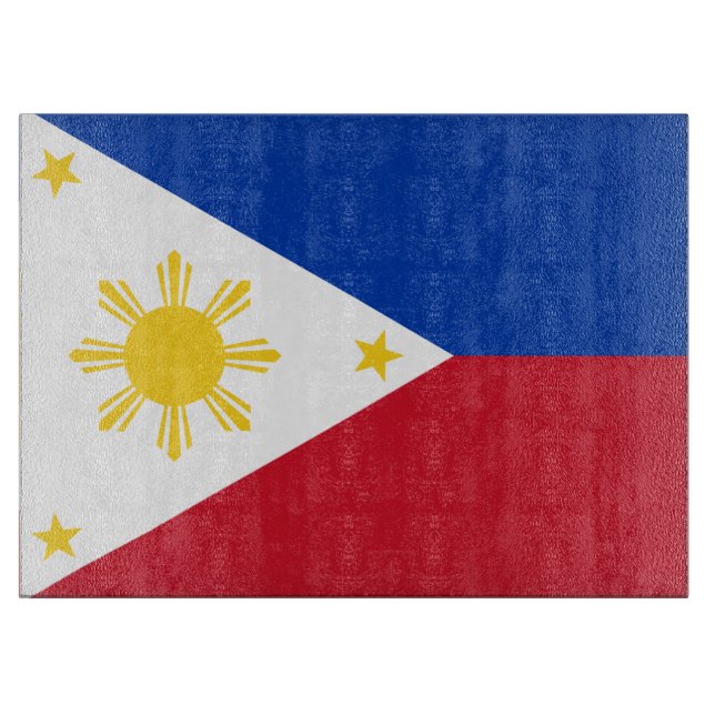 Glass cutting board with Flag of Philippines (Front)