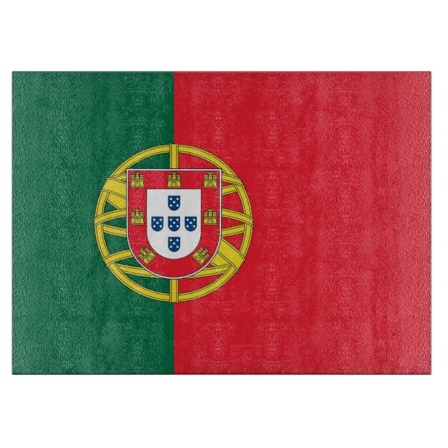 Glass cutting board with Flag of Portugal (Front)
