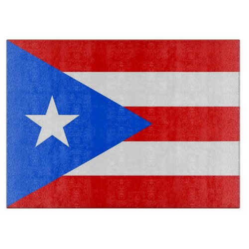 Glass cutting board with Flag of Puerto Rico USA