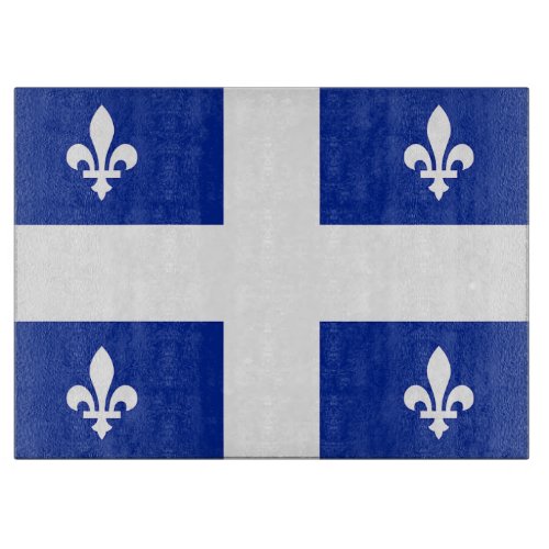 Glass cutting board with Flag of Quebec