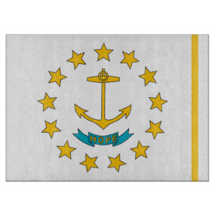 Glass cutting board with Flag of Rhode Island, USA