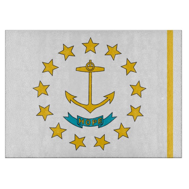 Glass cutting board with Flag of Rhode Island, USA (Front)