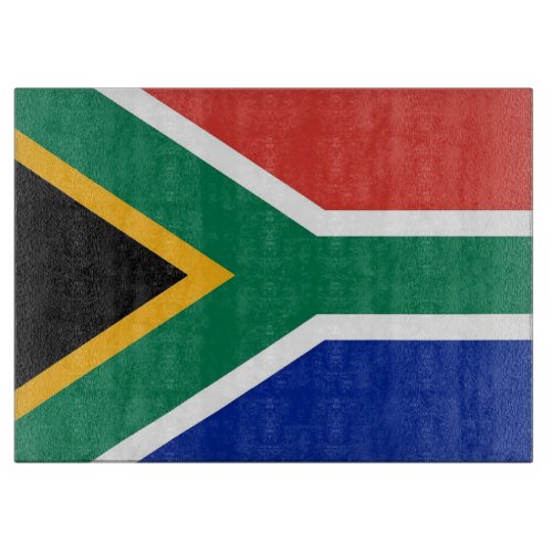 Glass cutting board with Flag of South Africa