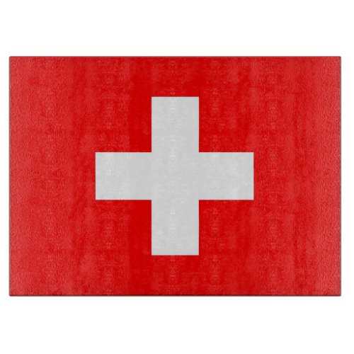 Glass cutting board with Flag of Switzerland