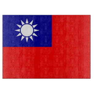Glass cutting board with Flag of Taiwan
