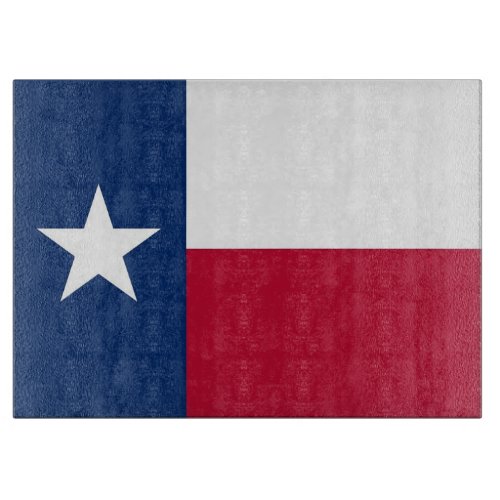 Glass cutting board with Flag of Texas USA