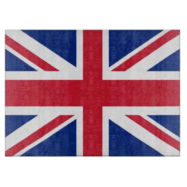 Glass cutting board with Flag of United Kingdom (Front)
