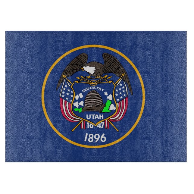 Glass cutting board with Flag of Utah, USA (Front)