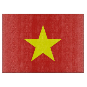 Glass cutting board with Flag of Vietnam