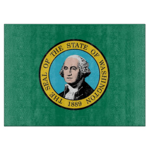 Glass cutting board with Flag of Washington, USA