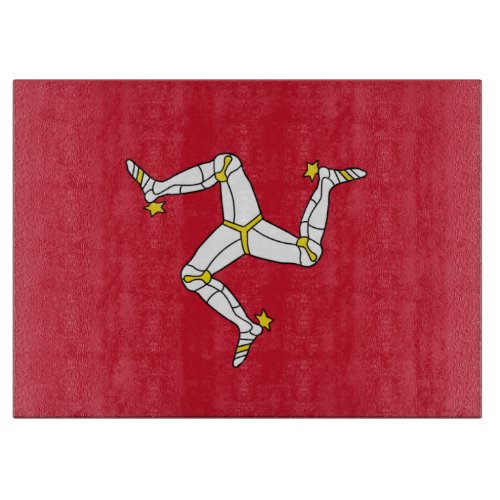 Glass cutting board with  Isle Of Man Flag